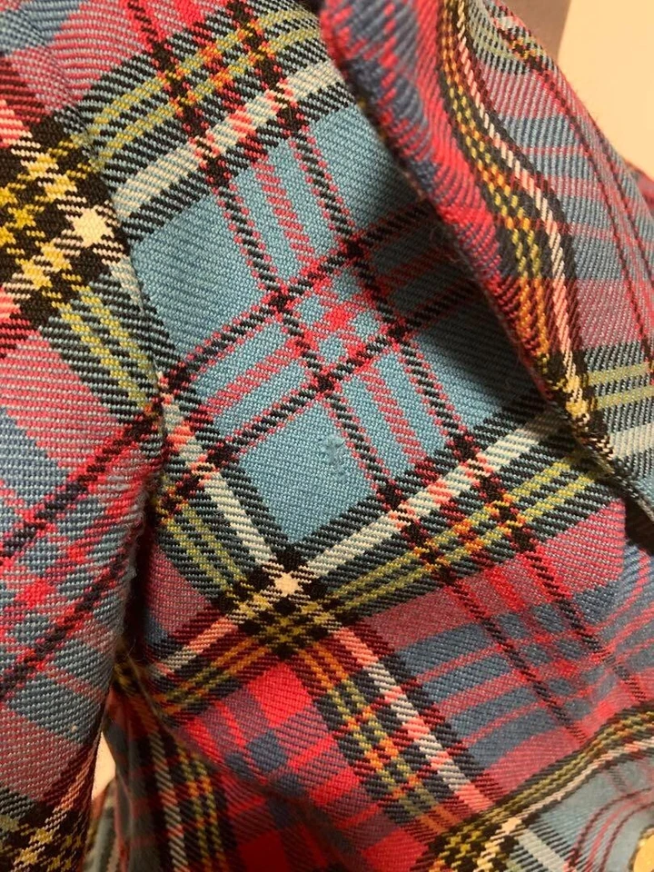 Traje Chaqueta Falda Vintage Vivienne Westwood Azul Mac Y Cuadros Tartán Conjunto Japón Foto 4 de 4