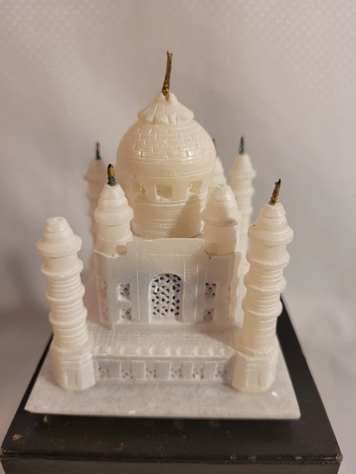 Taj Mahal Miniatura 4” Estatua Piedra Calcita Réplica Decoración Símbolo de Amor Foto 2 de 4