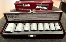 Eurotech Whitworth Socket Set 8 Piece 1/2in Drive BSW BSF Imperial 1/4" - 3/4"