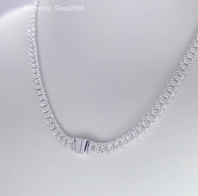 Cuban Necklace Pandora Silver Timeless Pave Cuban Chain Bracelet