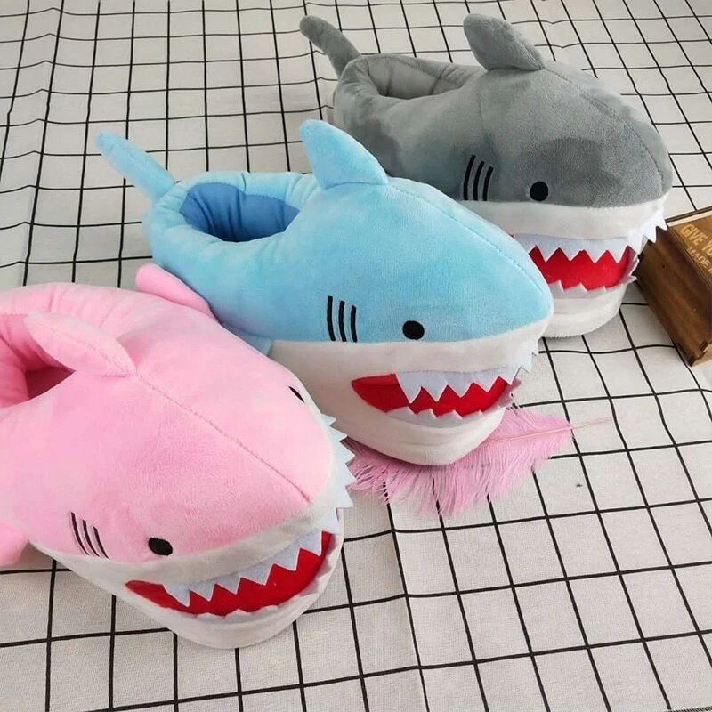 Shark plush slippers sale