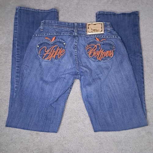 Vintage Y2K Apple Bottoms Jeans Womens Juniors Size 5/6 Blue Denim Embroidered - Picture 6 of 14