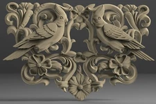 3D STL Model # TWO BIRDS DECORATIVE PANEL # for CNC 3D Printer Carving Engraving
