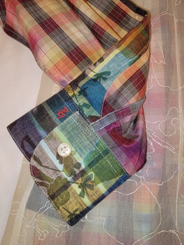 Robert Graham Limited Edition Euro Button Sport Shirt Large W Chiffon Overlay - Picture 4 of 17