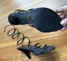 Black/Rhinestone Stiletto Heels, Aldo,  Size 38/7 Satin, Strappy party glam Shoe — photo 5