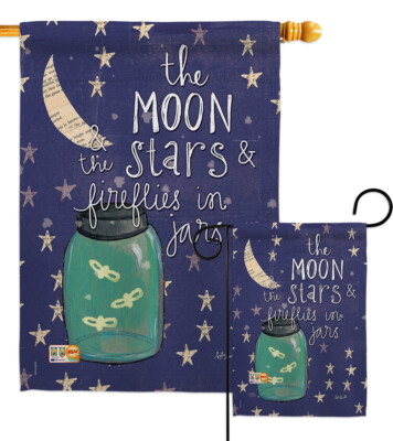 Moon Stars Fireflies Jars Expression Summer Night Garden House Yard Flag