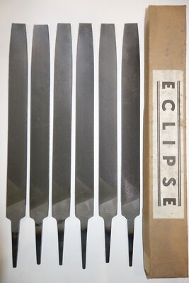 6 x Vintage Eclipse 1017 Flat 2nd Cut Hand File LARGE 12'' Files
