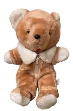 VTG Avlon Inc Plush Bear Striped Body Fur Clothing Zipper Jacket Brown Tan 12  