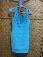 Women  s Dress Aqua With Sequins