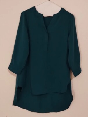 Sugar + Lips Women's Size Small Dark Green Long Sleeve Blouse