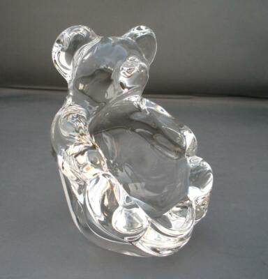 Vintage 60s ART VANNES Le Chatel Crystal Bear Tobacco Pipe Rest Ring Dish France