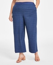Vince Camuto Plus Size Denim-Look Wide-Leg Pants Women's 3X Classic Navy Pull on