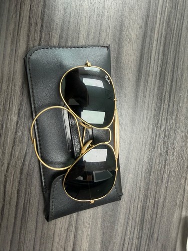 Vintage B&L Ray-Ban, size 58-14 Aviator Sunglasses Gold Bausch & Lomb Glass USA