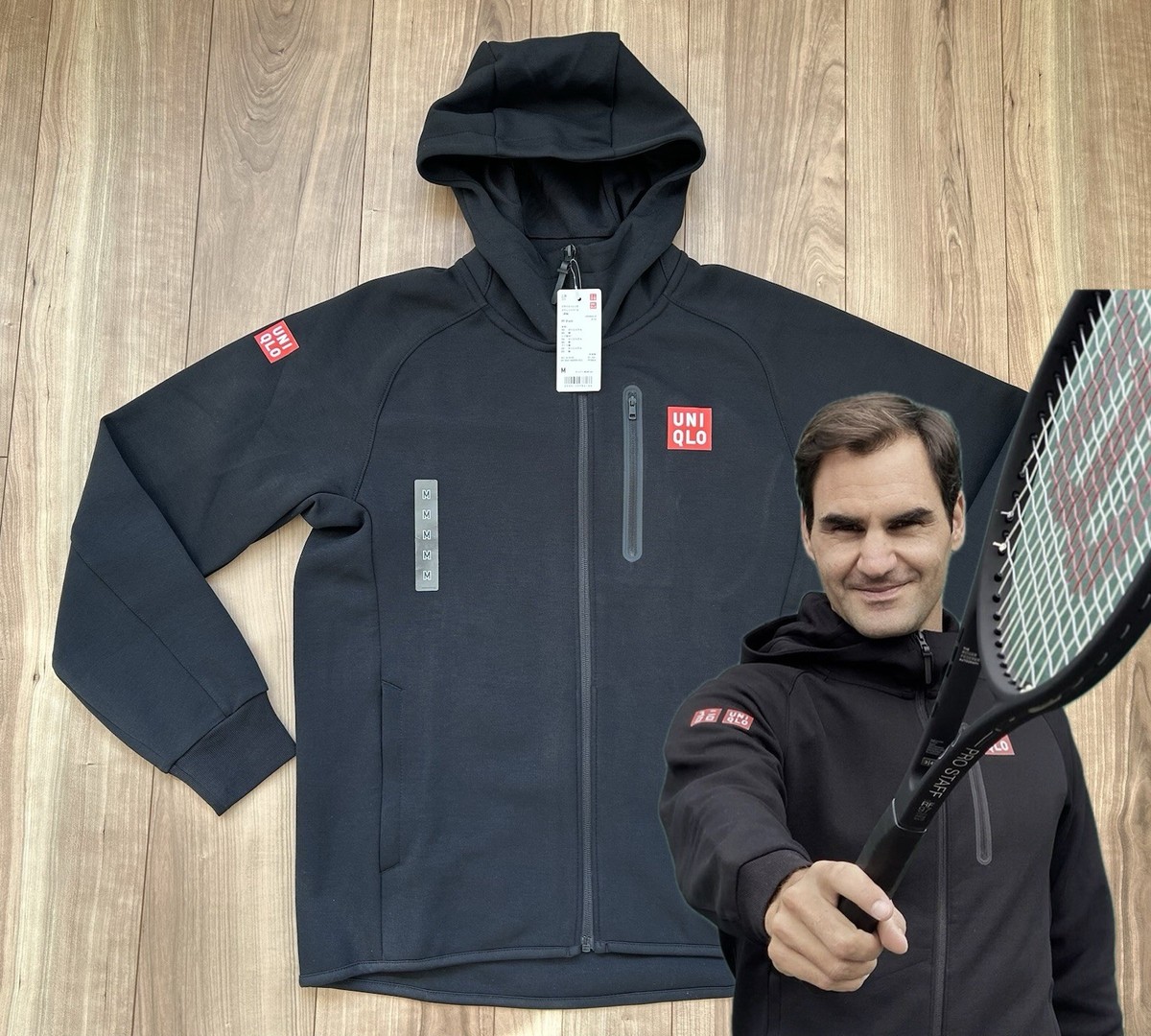 UNIQLO 黒 フェデラーモデルMサイズ上下セット UNIQLO 黒 フェデラーモデルMサイズ上下セット テニスウェア