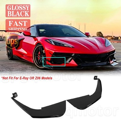 For Corvette C8 Z51 Stingray 20-26 Gloss Black Front Bumper Lip Splitter Winglet