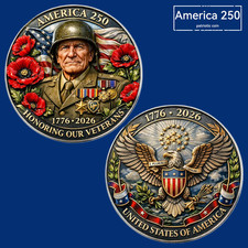 Honoring Our Veterans America 250th Anniversary Challenge Coin 1776-2026 Eagle