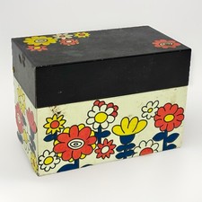 VTG. Metal Tin Recipe box MCM. Flower Power Retro kitchen