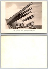 HMS Rodney Battleship 16-Inch Gun Turrets WWII Era Real Photo Postcard