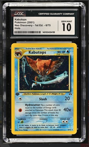 Kabutops (1st Edition) graded CGC 10 for sale on eBay