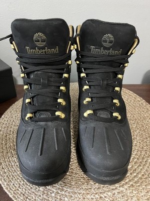 Timberland Euro Hiker Shell Toe Boots for Men   Black/Gold   Size 8.5 US.