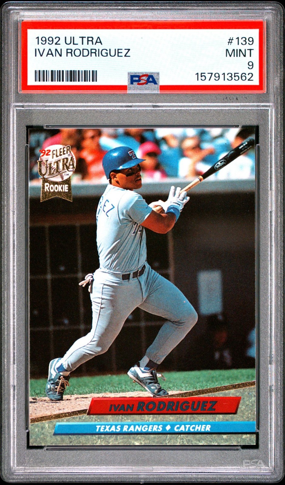 1992 Fleer Ultra Ivan Rodriguez RC Rangers Rookie #139 PSA 9 Mint