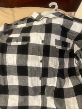 George Flannel Shirt Black Gray and White Men's Size XL Long Sleeve