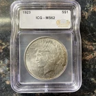 1923 Philadelphia Peace Silver Dollar Coin ICG MS62