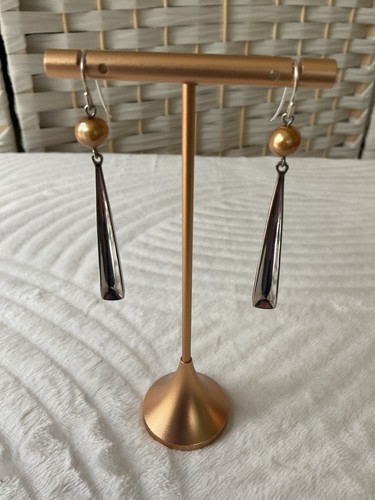 Robert Lee Morris RLM Studio Sterling Silver 925 Pearl Modernist Dangle Earrings