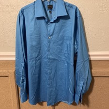 Arrow Fitted 17 34/35 USA 1851 Button Up Long Sleeve Blue Dress Shirt