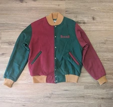 Vintage Budweiser Football Club Varsity Jacket Red/Green Cardigan Bomber Size M