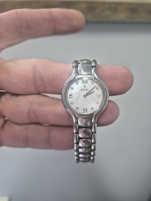 EBEL Beluga Women s Quartz Stainless Steel Bracelet Watch White Roman Dial 24mm