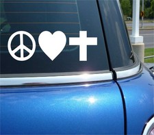 PEACE LOVE FAITH CHRISTIAN RELIGION DECAL STICKER ART CAR WALL DECOR
