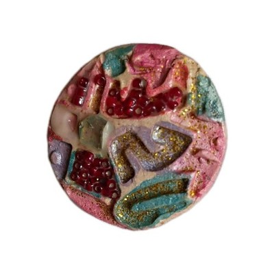 Unique Ceramic Multi colored Brooch/Pin 3-D Geometric Textured Surface