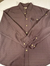 Woolrich Men’s XL Dark Mulberry Micro Plaid Button Down Shirt Modal Blend