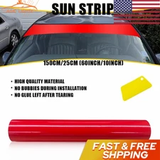 Sun Strip Visor Premium Vinyl 60"x10" Windshield Banner Cast Film PVC Red
