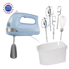 Hand Mixer Electric 6 Speed 275W Hamilton Beach Blue Whisk Dough Hooks