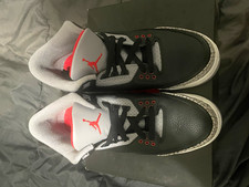Jordan Air Jordan 3 Mid Top Leather Lace-Up Basketball Sneakers Black/Gray/Red