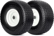 15X6.00-6 Flat Free Lawn Mower Tire and Wheel, 15X6-6Nhs Riding Mowers Lawn Tire