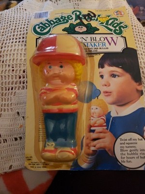 Vintage 1983 Cabbage Patch Kids Squeeze N Blow Bubble Maker Blonde Boy Doll Toy