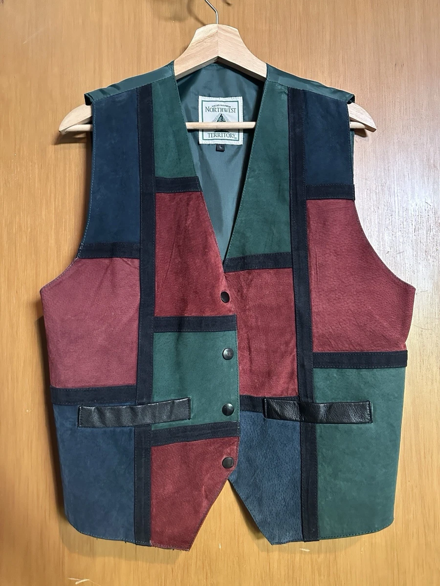 vintage【northwest territory】レザージャケット　革 Northwest Territory Leather Patchwork Vest L Multicolor Western