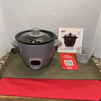 Dash 2-Cup Mini Rice Cooker   Gray and Black Tested Excellent Condtition