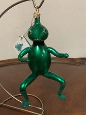 Soffieria de Carlini Blown Glass Frog 6"Christmas Ornament Italy WT