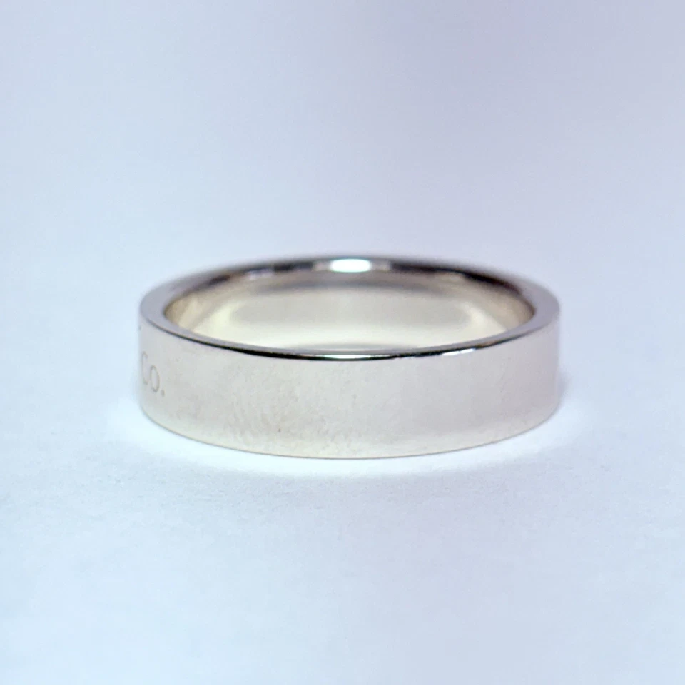 Tiffany & Co. Anillo con banda plana Logo 950 platino 6 mm tamaño 12,5 con caja 15,3 g Foto 4 de 4