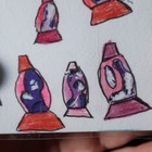 Retro Lava Lamp Mix Part 3 Original Signed Drawing laminated OOAK  aceo Art Card — photo 2
