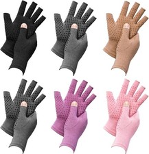 6 Pairs Arthritis Compression Gloves for Women Men Fingerless Hand Compression G