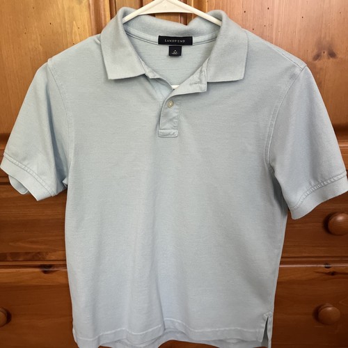 Lands' End Boys Short Slv Light Blue Mesh Polo Shirt M 10-12