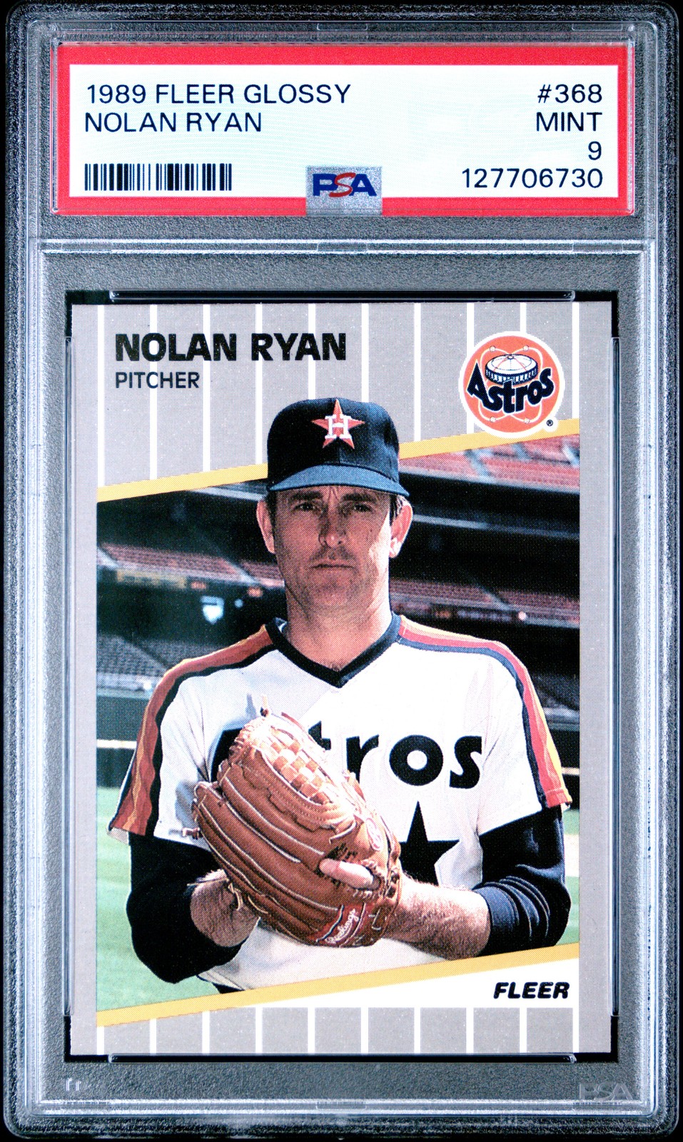 1989 FLEER GLOSSY #368 NOLAN RYAN PSA 9