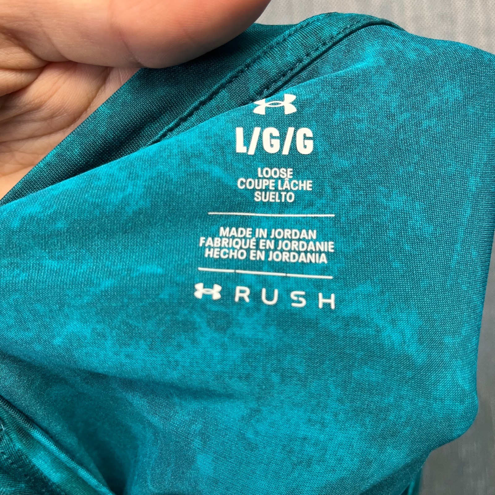 Under Armour Rush Men's T-Shirt Size L Teal Marble Graphic Short Sleeve Workout thumbnail 12