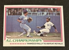 1978 Topps A.L. Championships Frank White Mickey Rivers Baseball Card #411 VG OC