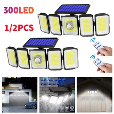 1/2Pack 300 LED Solar Security Light 5head Motion Sensor Waterproof Outdoor Lamp